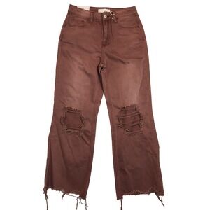 Vervet Jeans‎ Womens 25 Brown Leslie 90s VTG Flare Distressed High Rise Crop NWT
